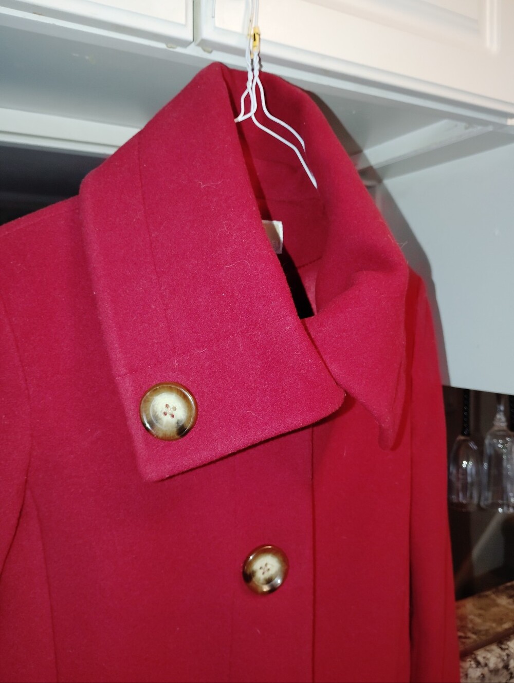 Michael Kors Red Wool Blend Portrait Collar Peacoat / Coat | Size 4 Like New - Picture 3 of 6